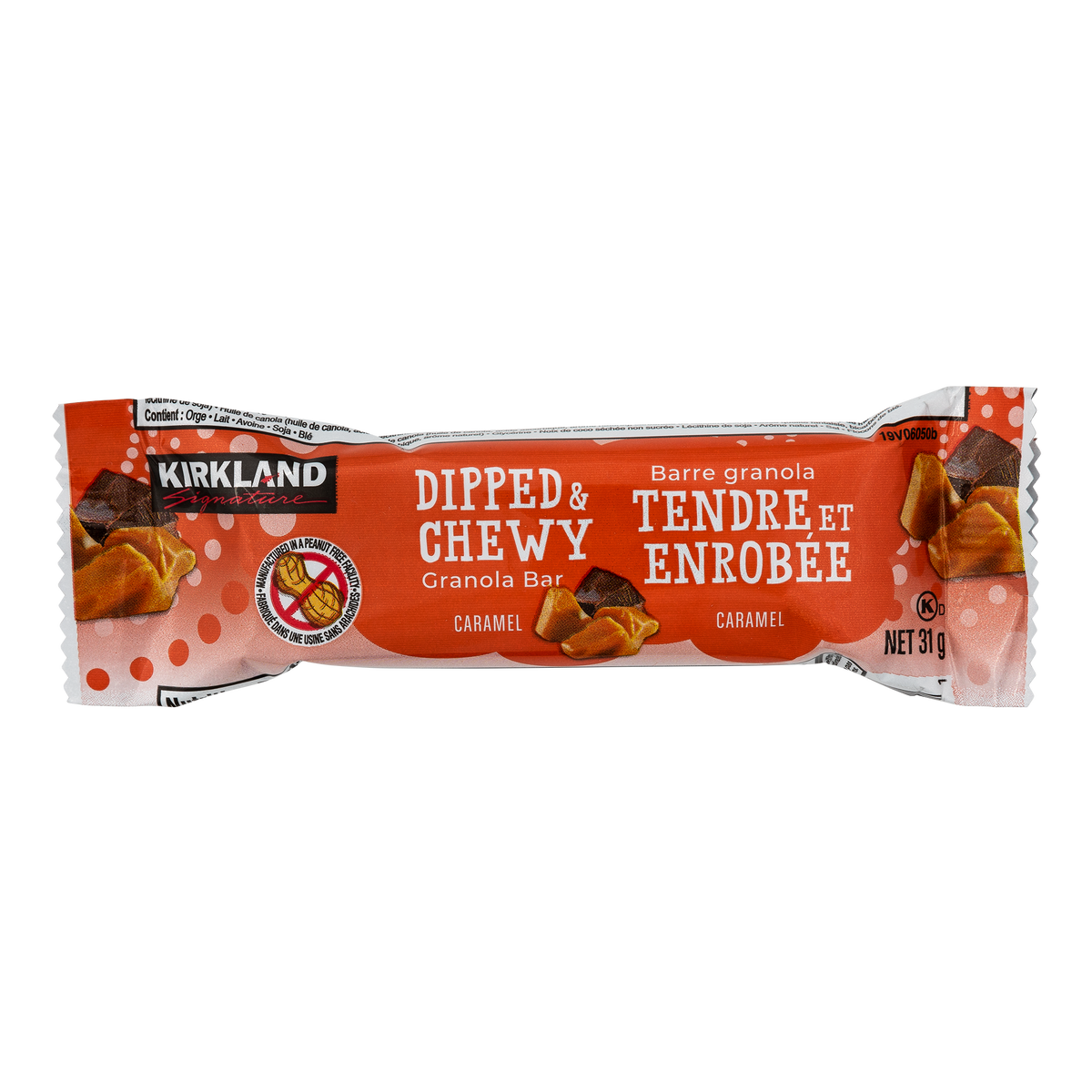 Kirkland Signature Dipped and Chewy Granola Bars, Caramel with Milk Chocolate Coating, 48 × 31 g