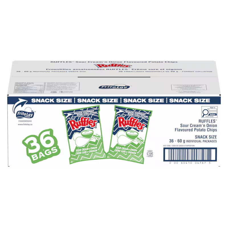 Ruffles Potato Chips, Sour Cream 'n Onion 36x60.0 g