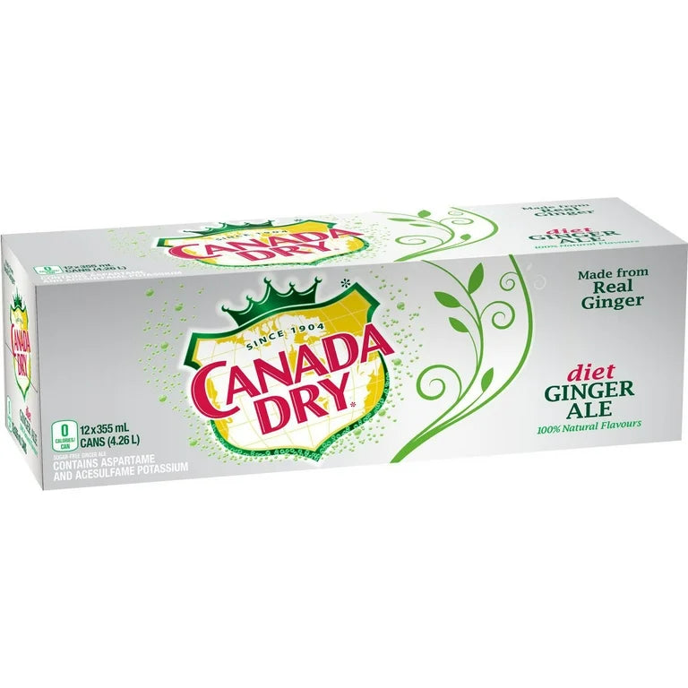 Canada Dry Diet Ginger Ale Cans, 12 × 355 mL