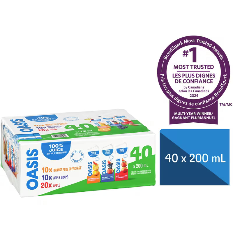 Oasis 100% Juice Blend Variety Pack 40x200 ml