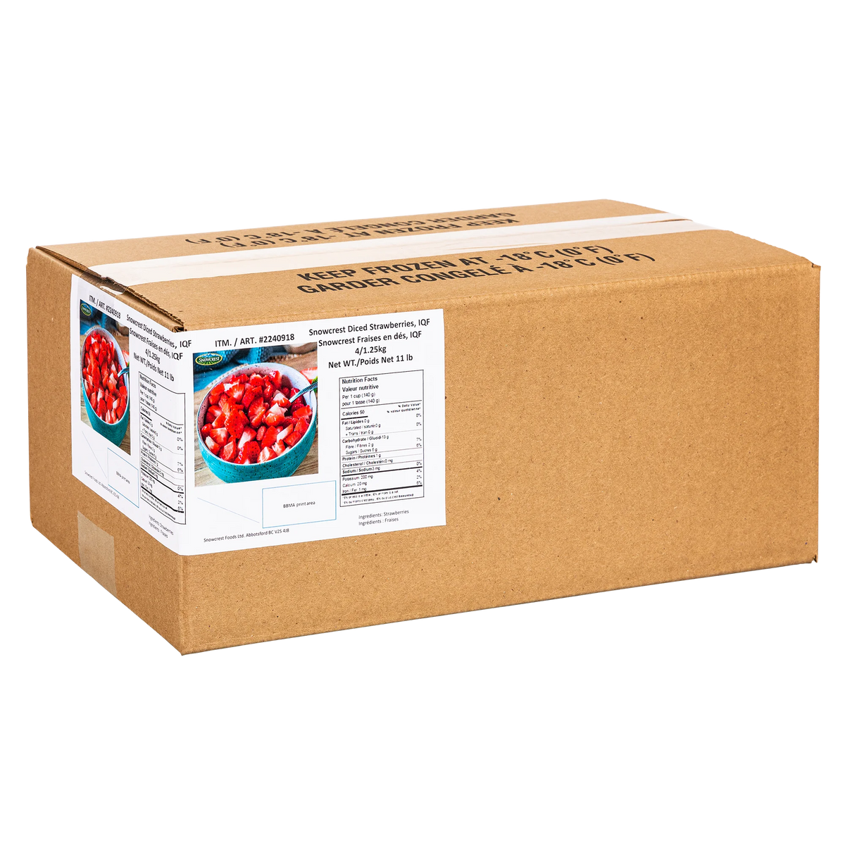 Snowcrest Farms Frozen Diced Strawberries, 4 × 1.25 kg