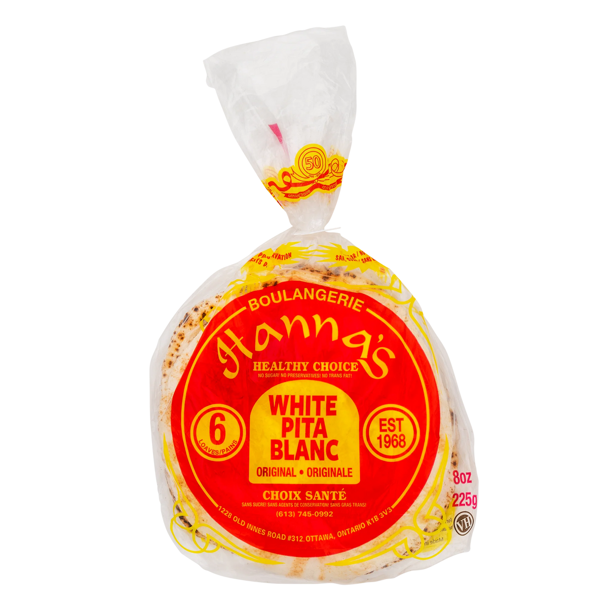 Hanna's 7-in White Pita Bread, 3 × 225 g