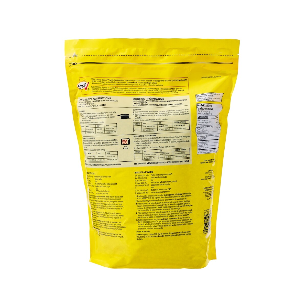 No Name Quick 100% Whole Grain Oats Club Size, 2.25 kg