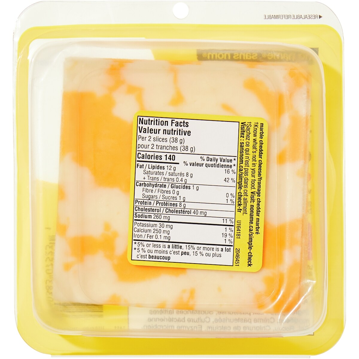 No Name Marble Cheddar Cheese Slices, 230 g