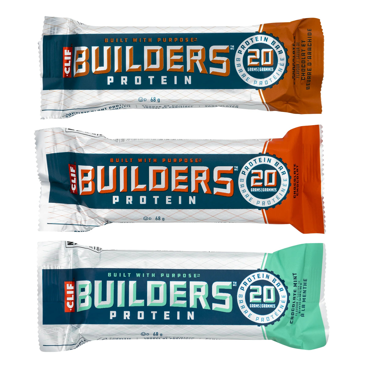 Clif Bar Builders Protein Bars, Assorted, 18 × 68 g