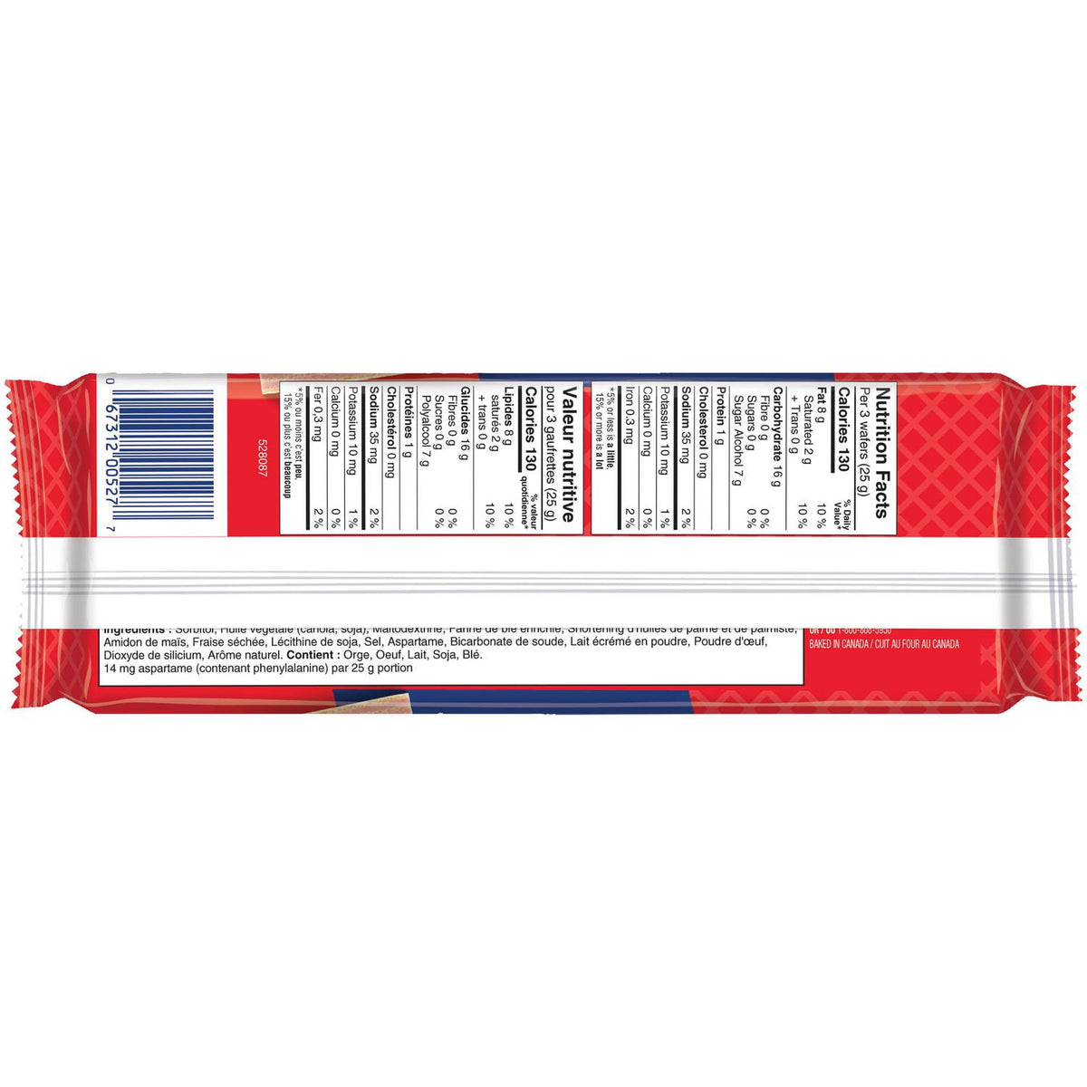 Voortman No Sugar Added Strawberry Wafer Cookies, 250 g