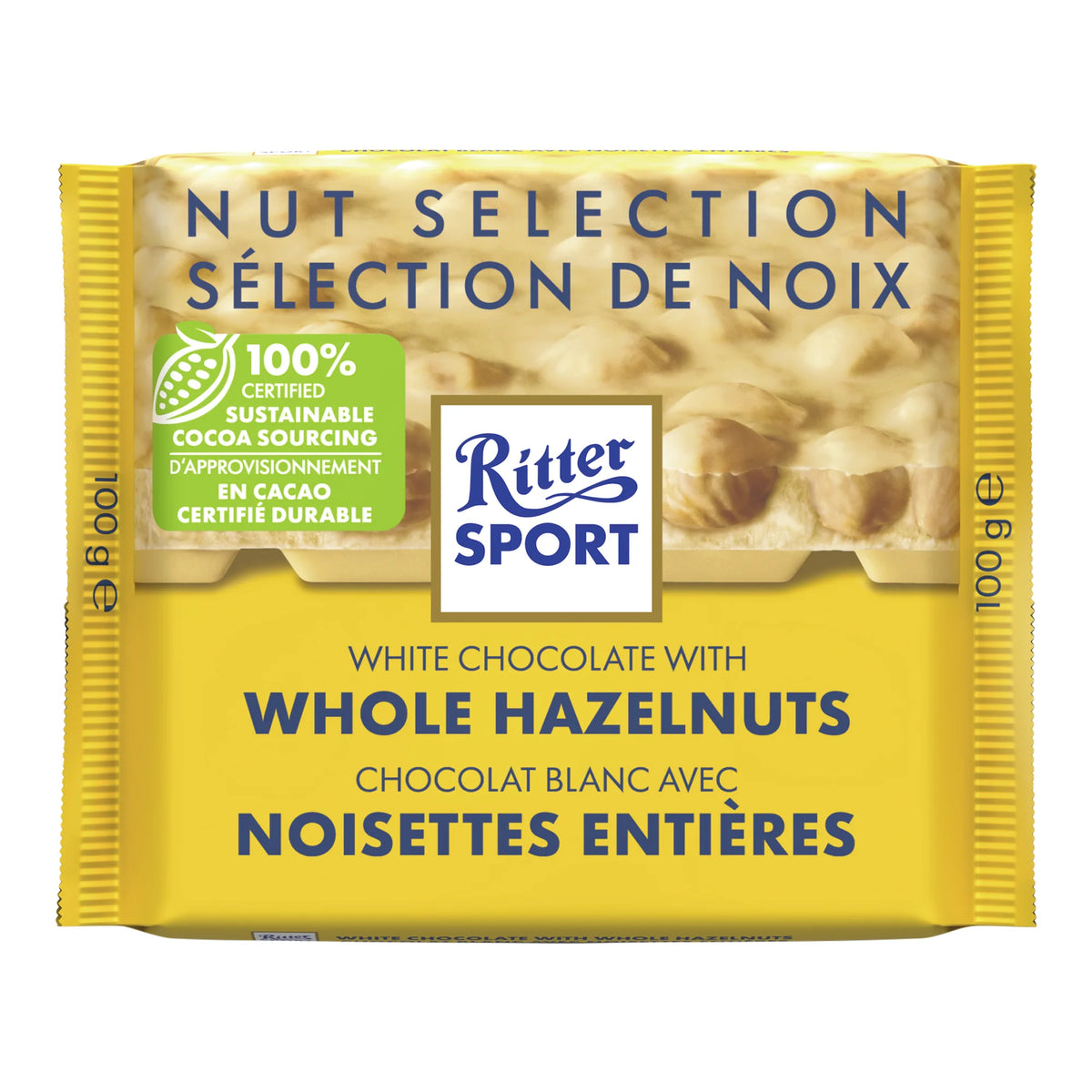 Ritter Sport White Chocolate Whole Hazelnut Chocolate Bars, 10 × 100 g