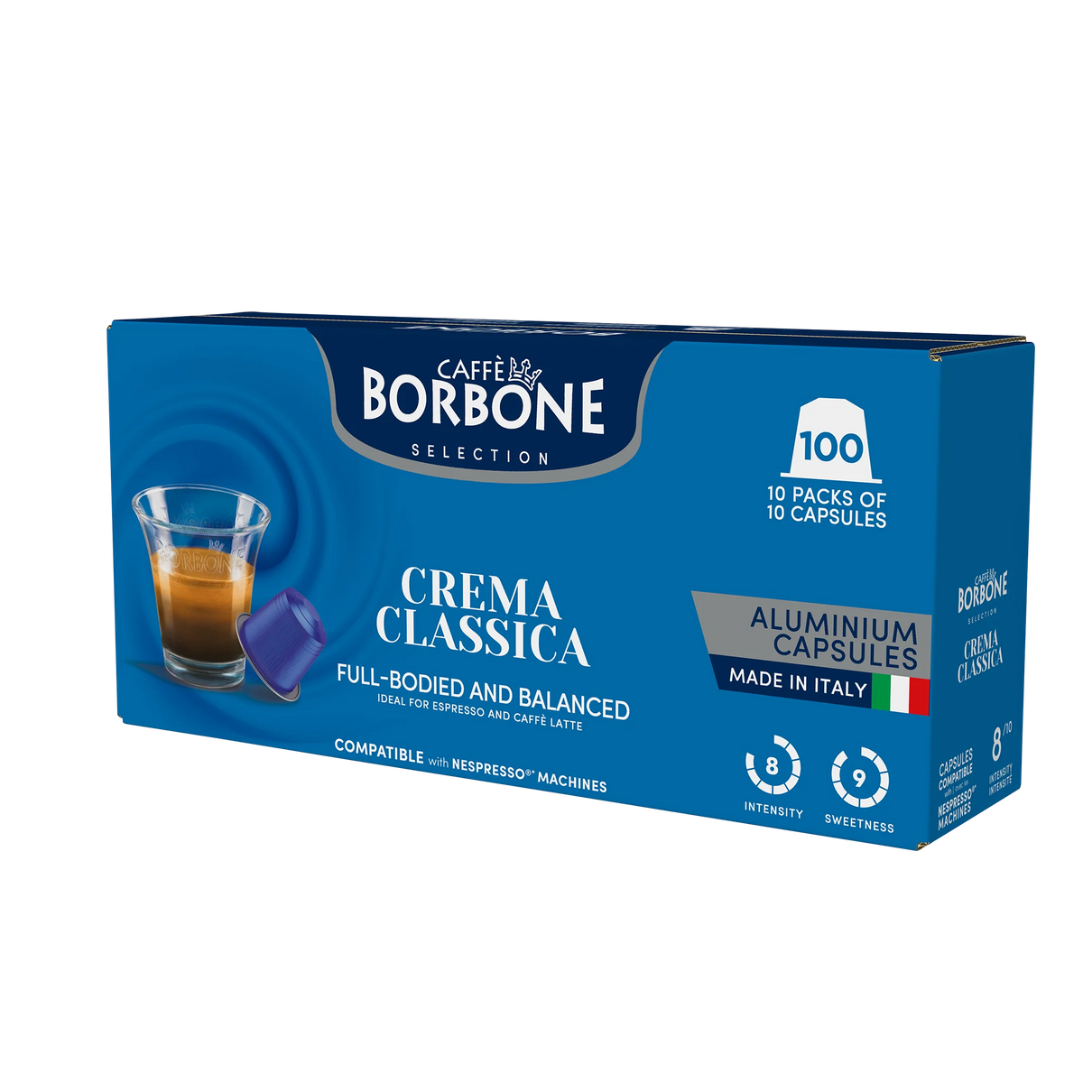 Caffé Borbone Crema Classica Nespresso Compatible Aluminium Capsules, 100 count