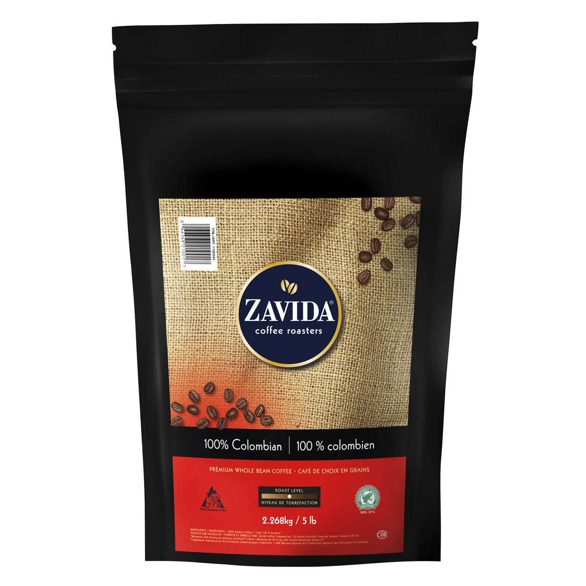 Zavida 100% Colombian Premium Whole Bean Coffee, 2.27 kg