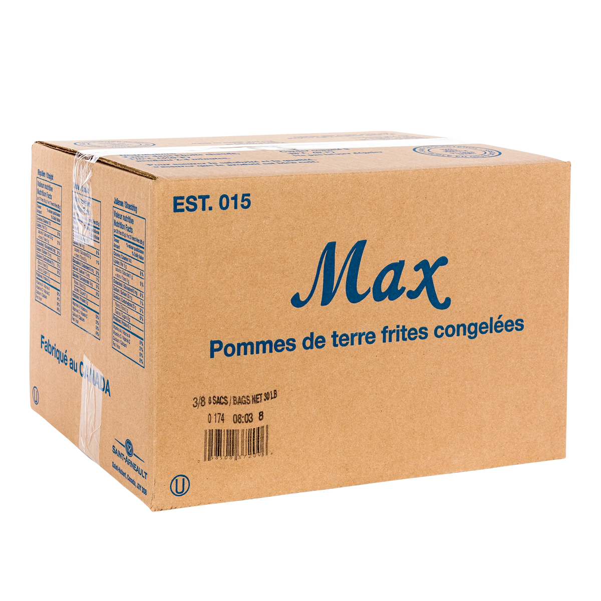 Max Frozen 3/8-in Straight Cut Fries, 6 × 2.27 kg