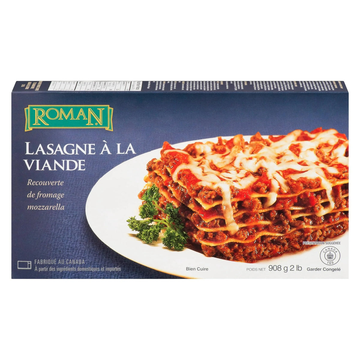 Roman Cheese Meat Lasagna Topped with Mozzarella, 908 g