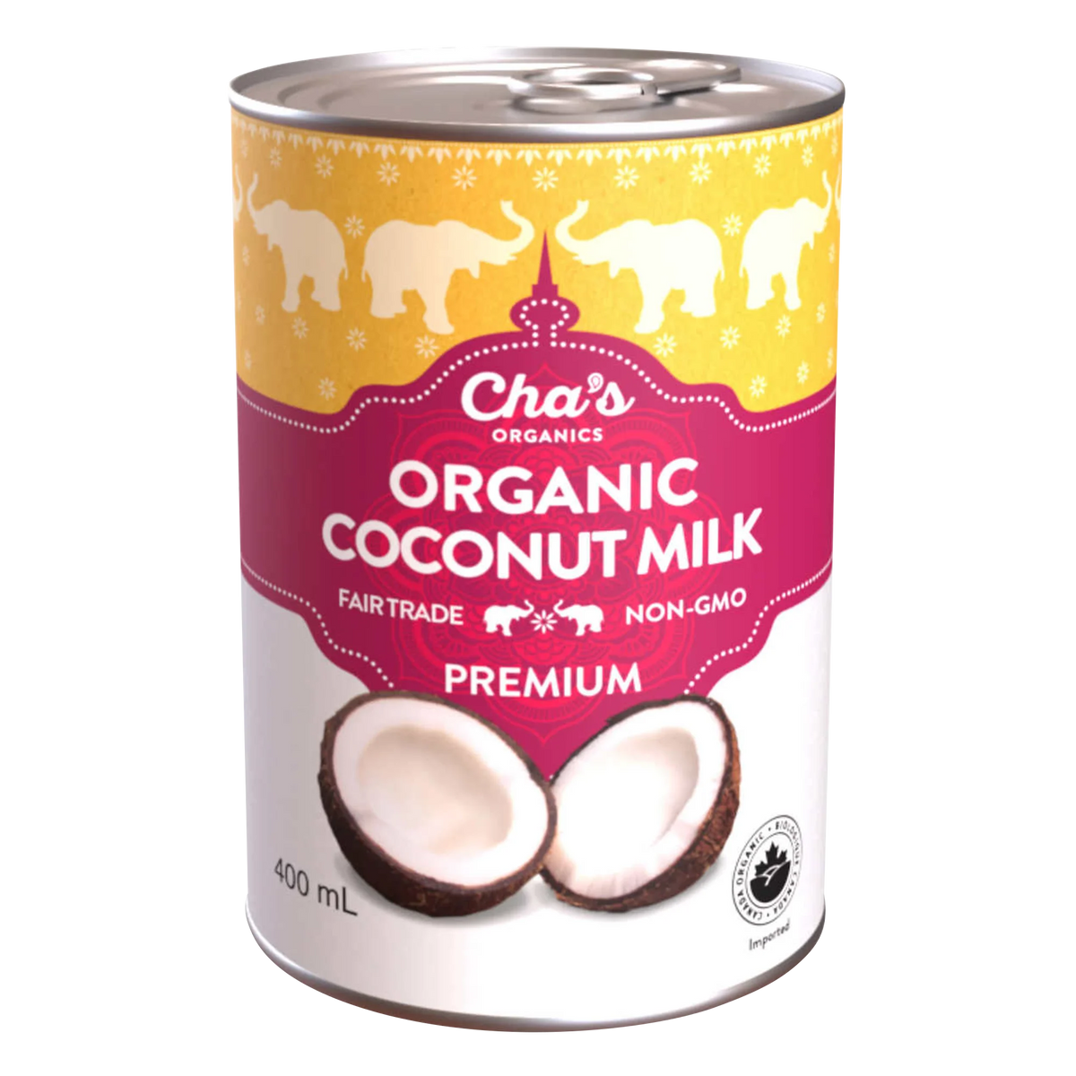Cha's Organics Premium Organic Coconut Milk, 6 × 400 mL