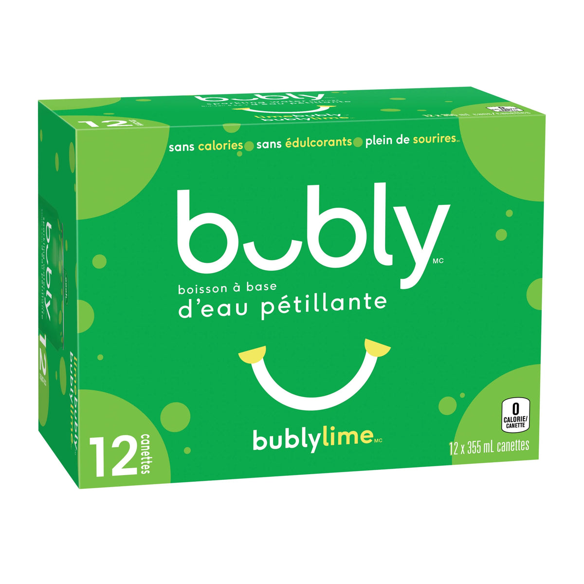 Bubly Lime Sparkling Water Cans, 12 × 355 mL