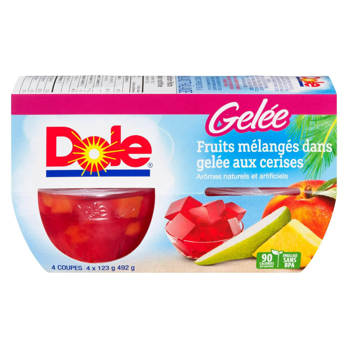 Dole Mixed Fruit in Cherry Gel Fruit Bowls, 4 × 123 g