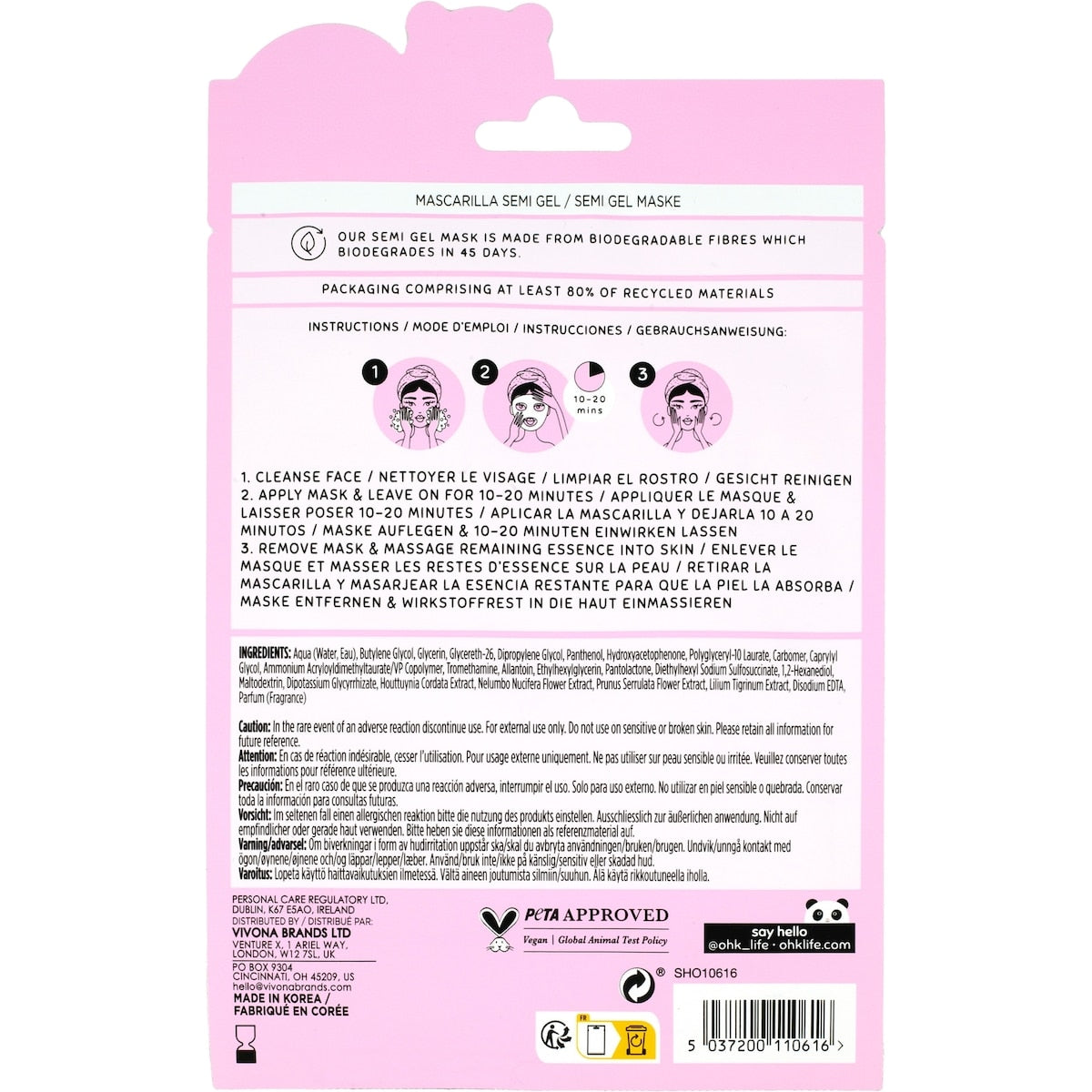Oh K! Heartleaf Semi Gel Mask
