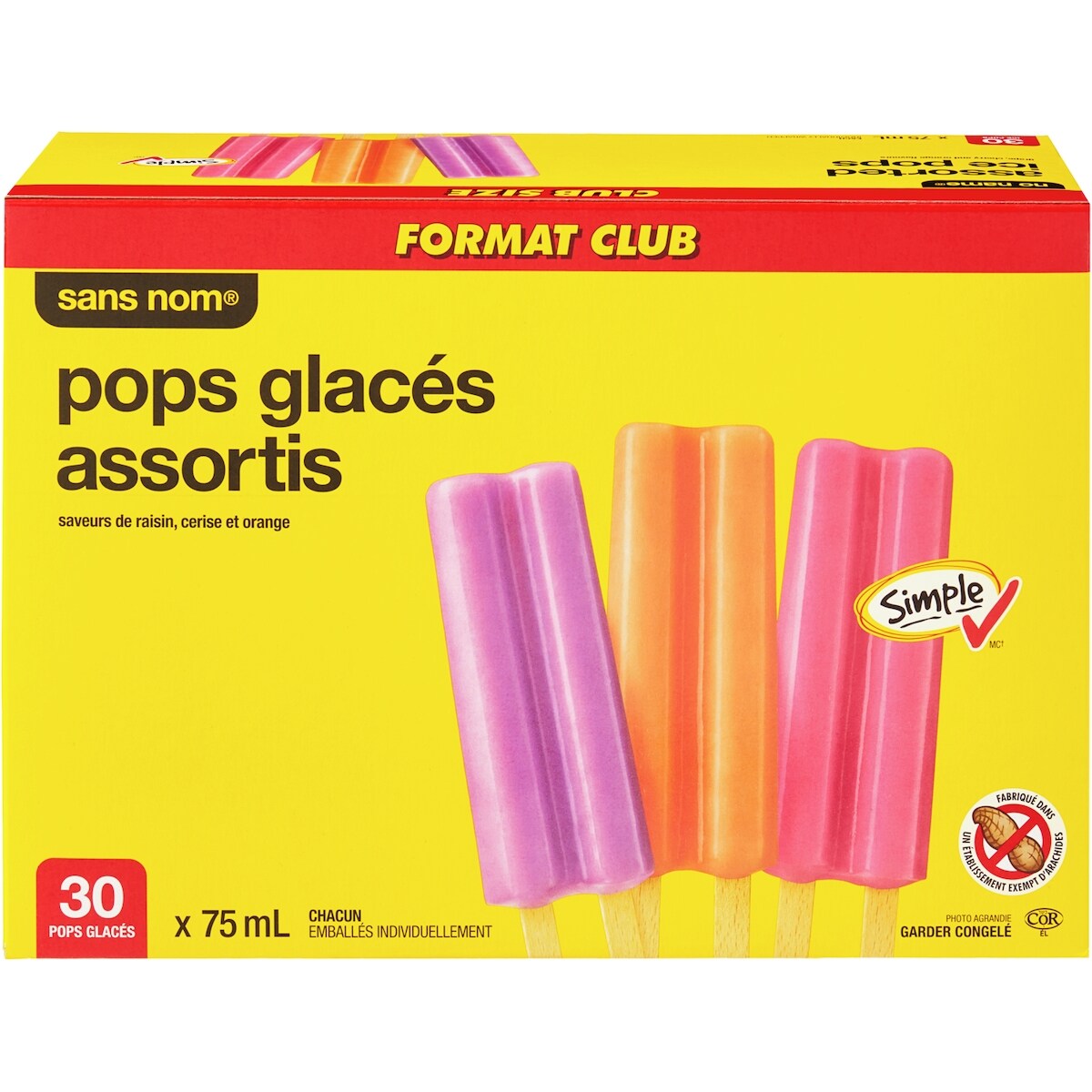 No Name Assorted Ice Pops, 30 × 75 mL