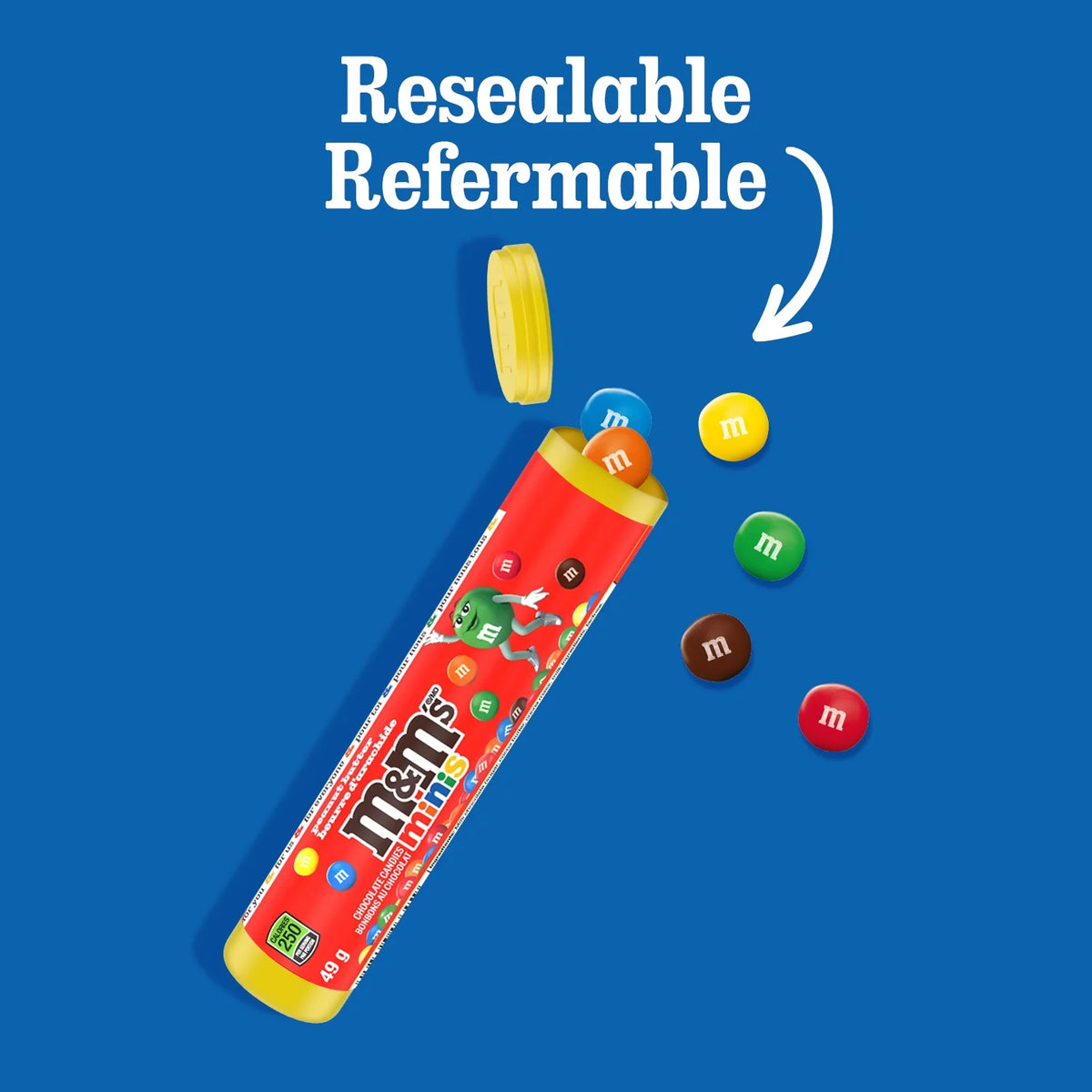 M&M'S Minis Peanut Butter Milk Chocolate Candy Tube, 49 g