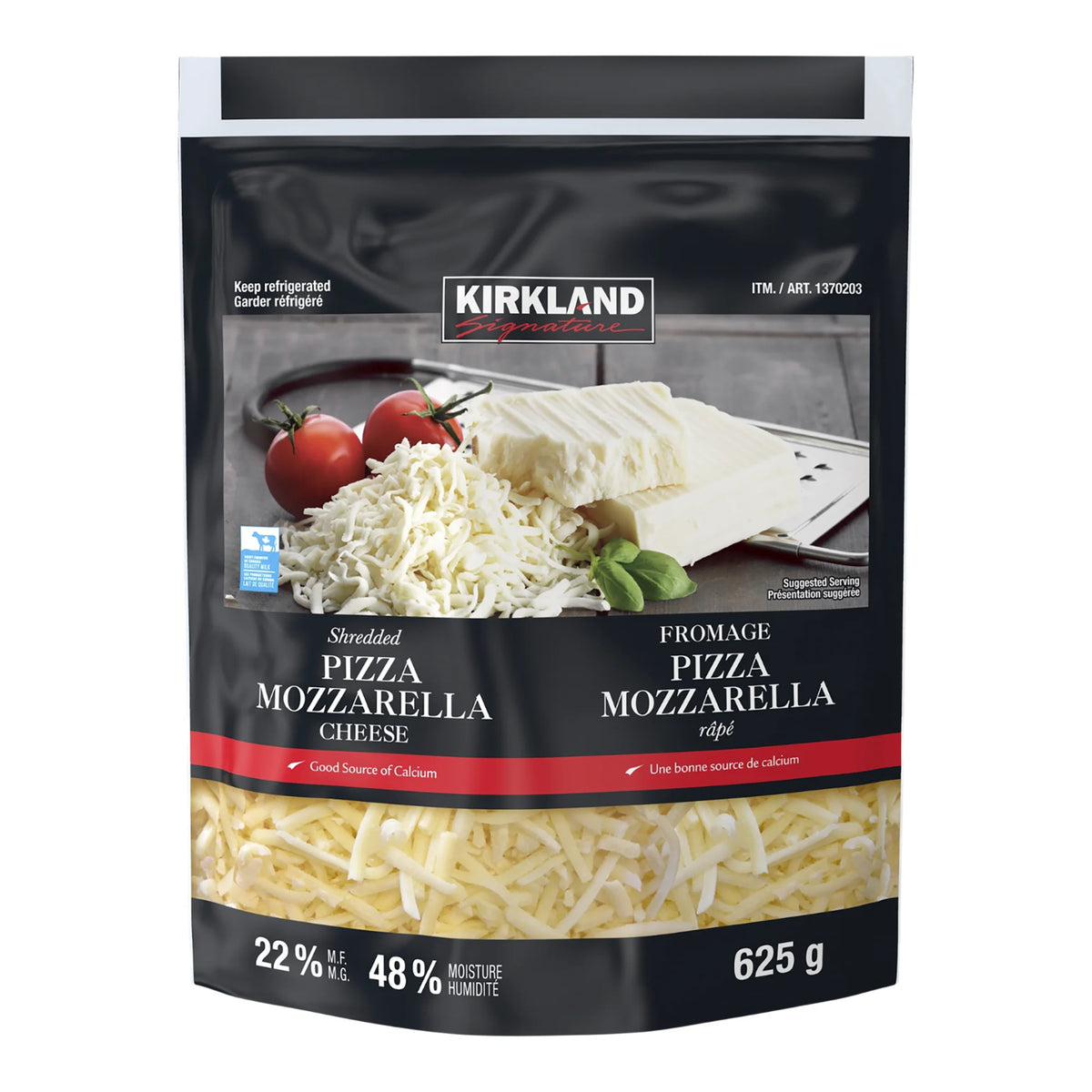 Kirkland Signature Shredded Pizza Mozzarella Cheese, 2 × 625 g
