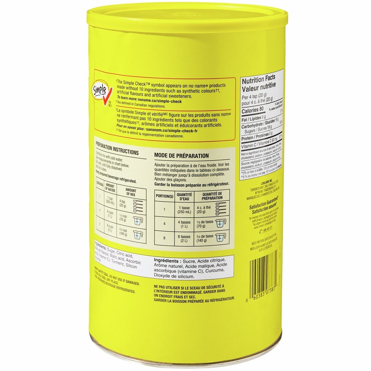 No Name Lemonade Drink Mix, 2.3 kg