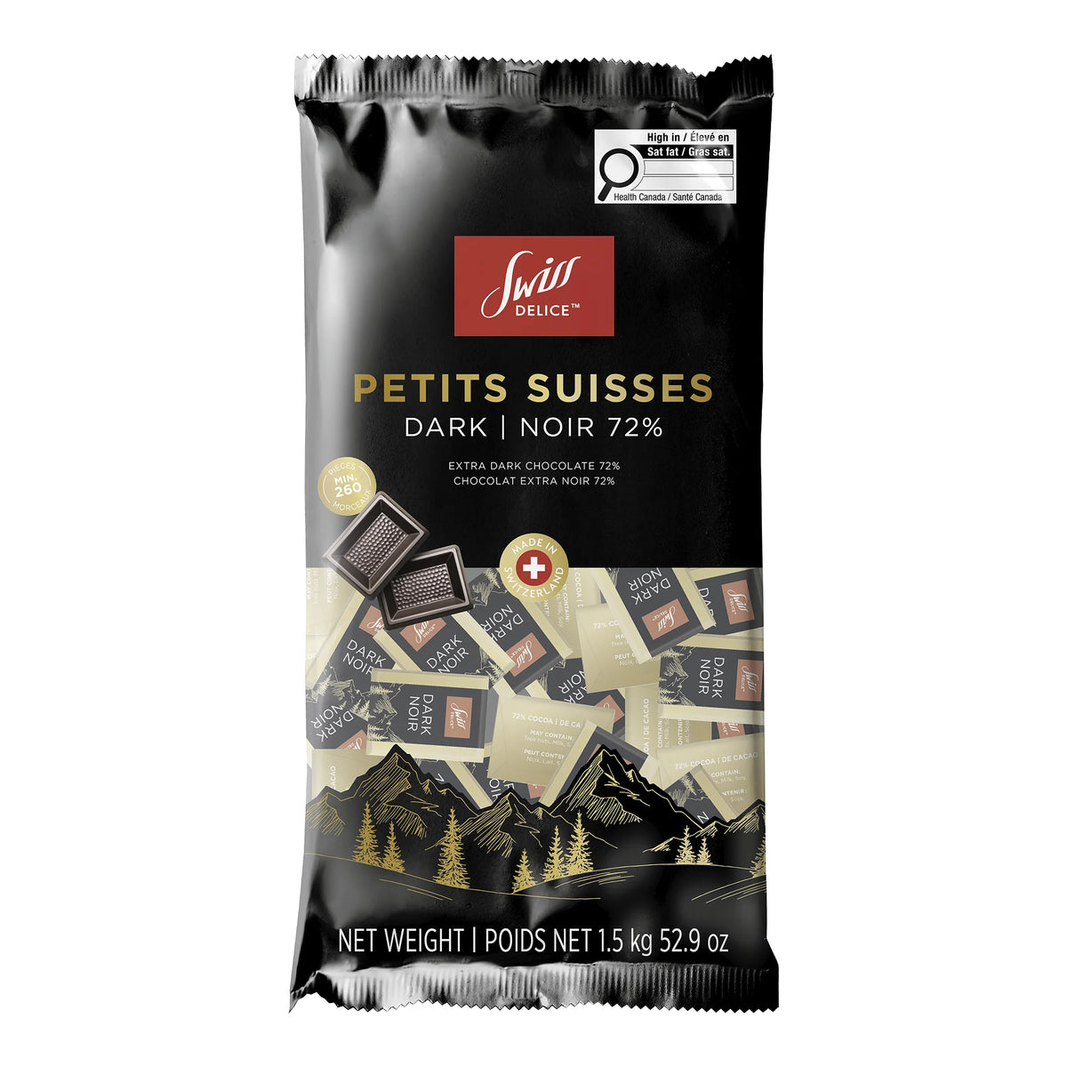 Swiss Delice Dark Chocolate 72%, 1.5 kg