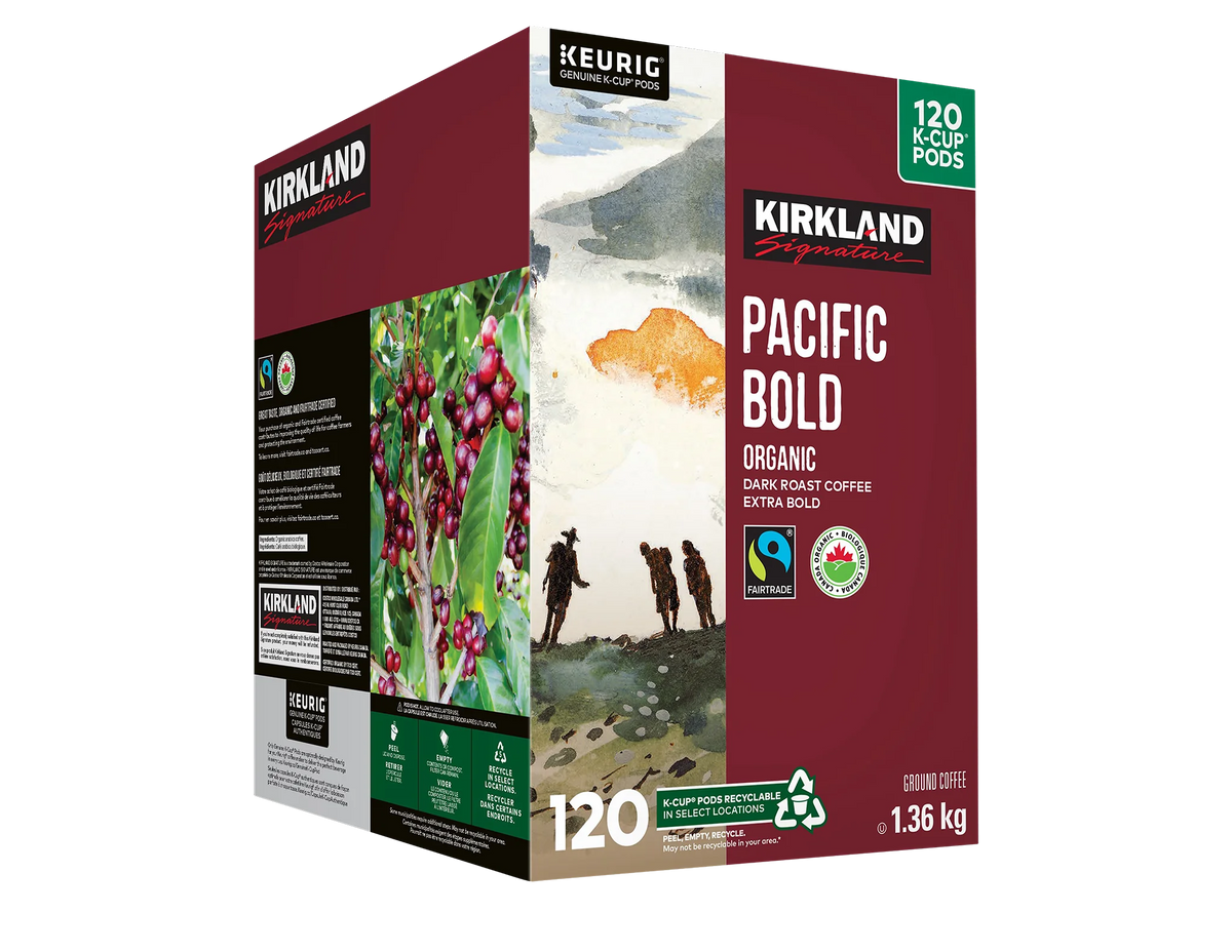 Kirkland Signature Organic Pacific Bold Fair Trade Coffee K-Cup Pods, 120 count