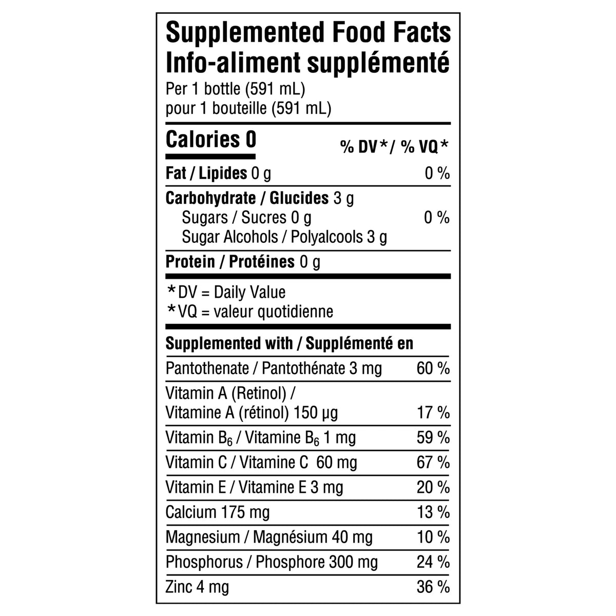 Glaceau Vitaminwater Zero Squeezed Lemonade Water Beverage, 591 mL