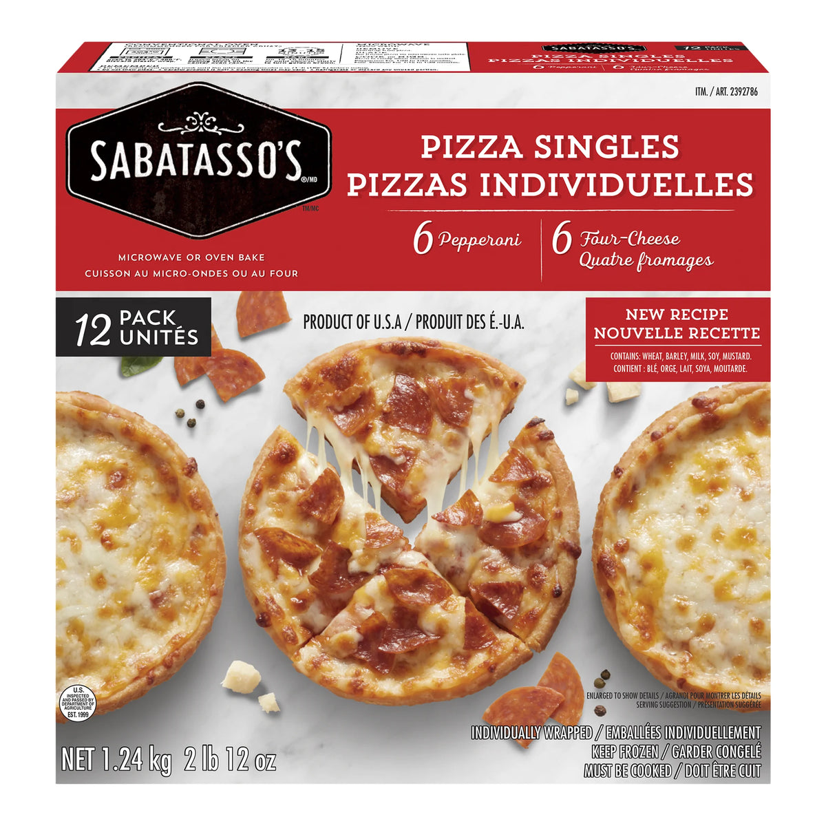 Sabatasso's Pizza Singles Pepperoni & Four-Cheese Variety, 12 × 103 g