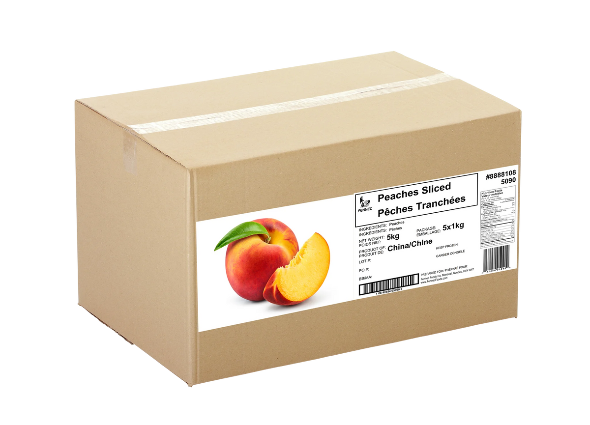 Fennec Frozen Sliced Peaches, 5 × 1 kg