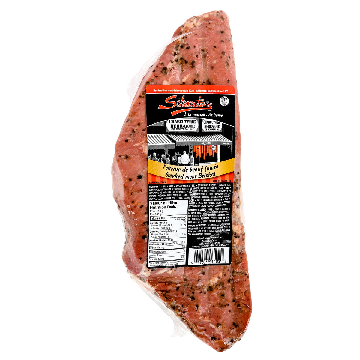 Schwartz's Smoked Meat Brisket, 1.5 kg average weight