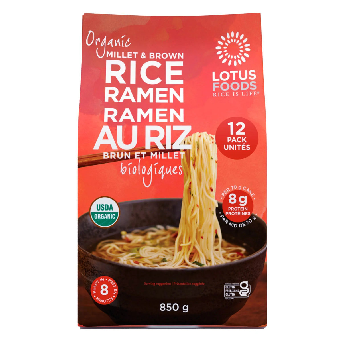 Lotus Foods Organic Millet & Brown Rice Ramen, 12 packs, 850 g (29.98 oz.)