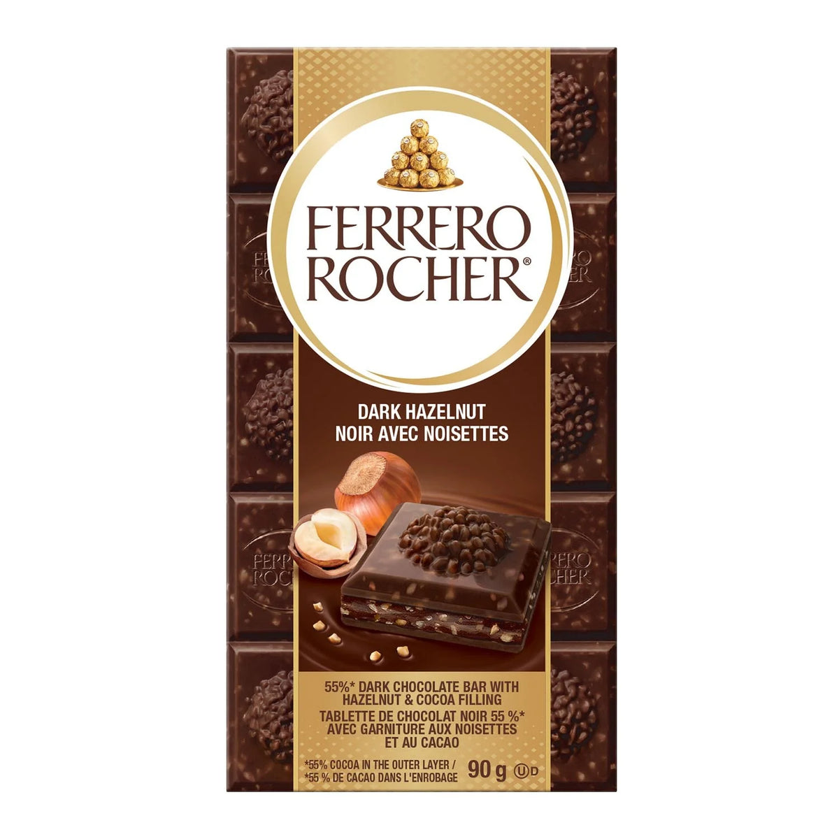 Ferrero Rocher Dark Chocolate Bars, 8 × 90 g