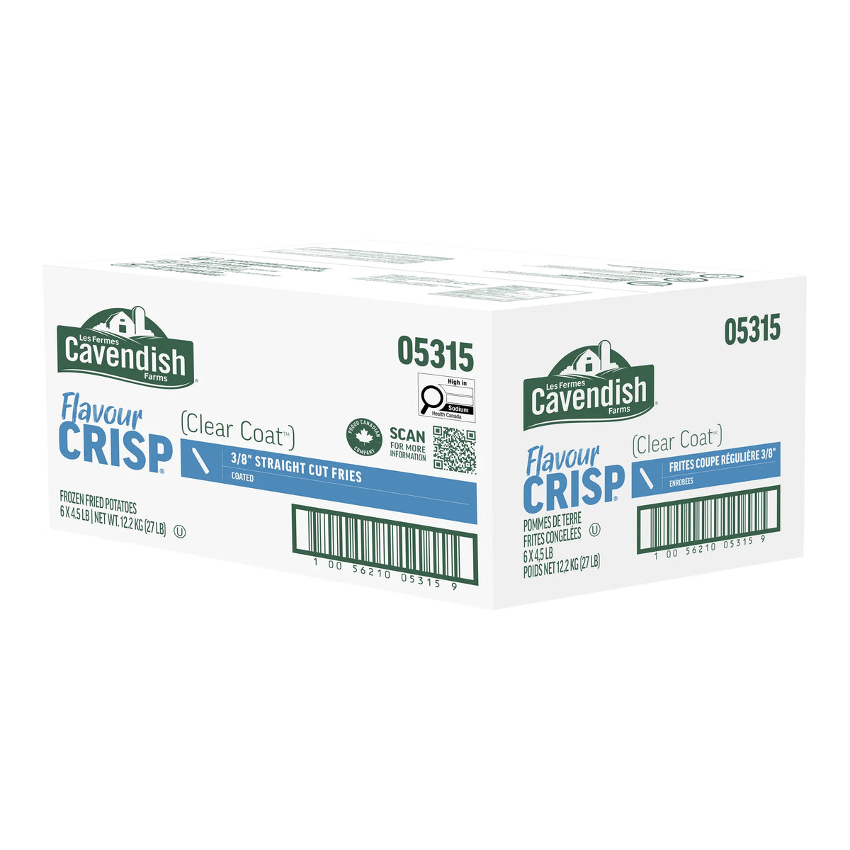 Cavendish Farms FlavourCrisp 3/8-in Straight Cut Frozen Fries, 6 × 2.04 kg