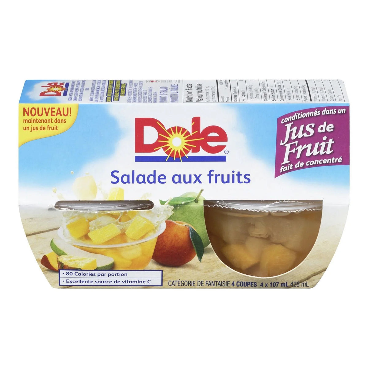 Dole Fruit Salad in Fruit Juices, 4 × 107 mL