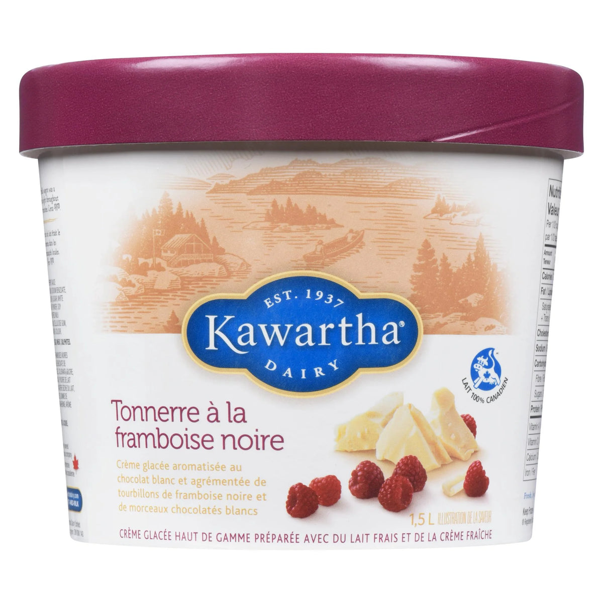 Kawartha Black Raspberry Thunder Ice Cream, 1.5 L