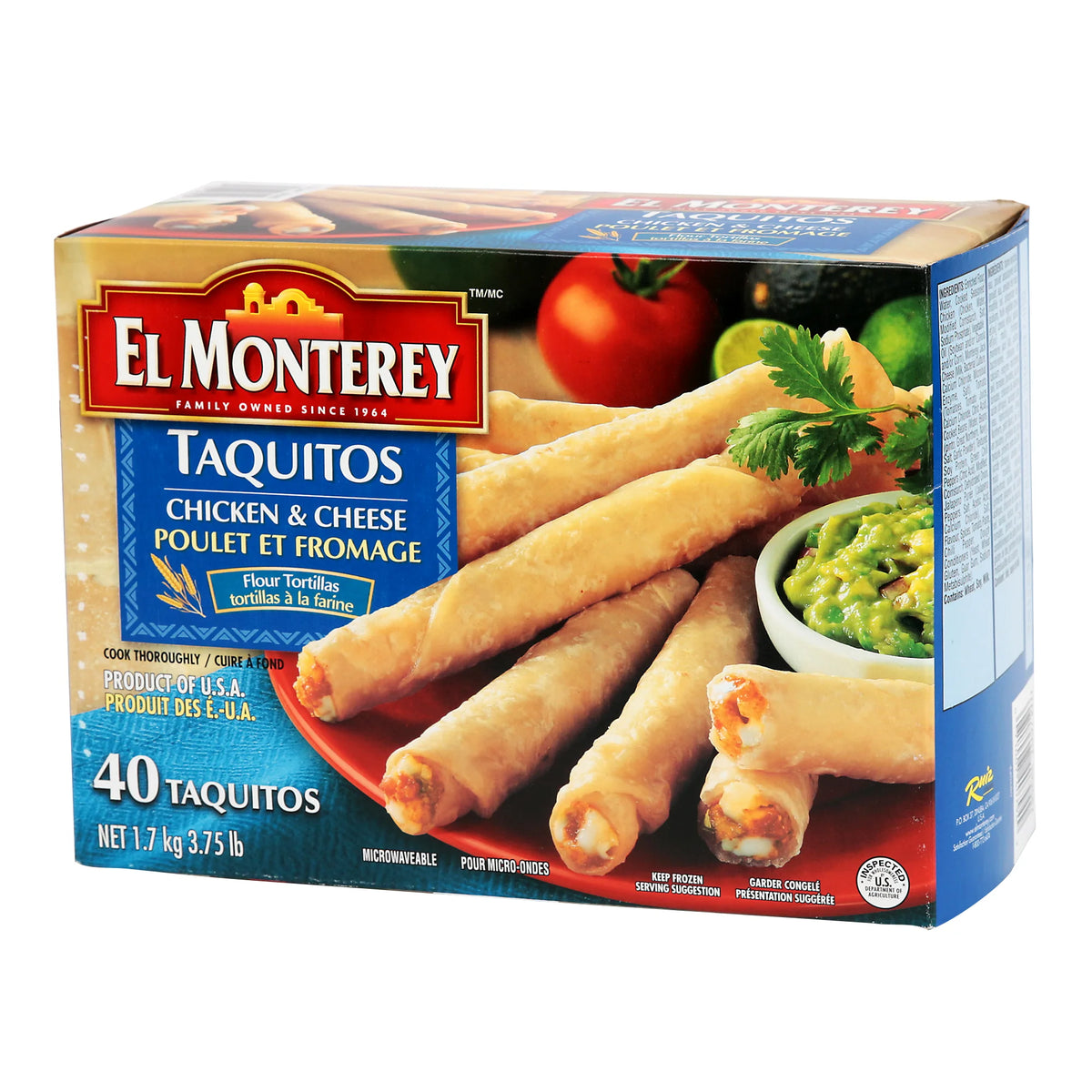 El Monterey Frozen Chicken and Cheese Taquitos, Pack of 40, 1.7 kg