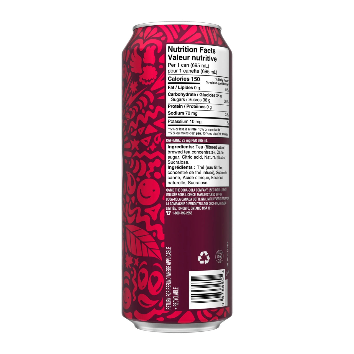 Peace Tea Razzleberry Iced Tea Can, 695 mL