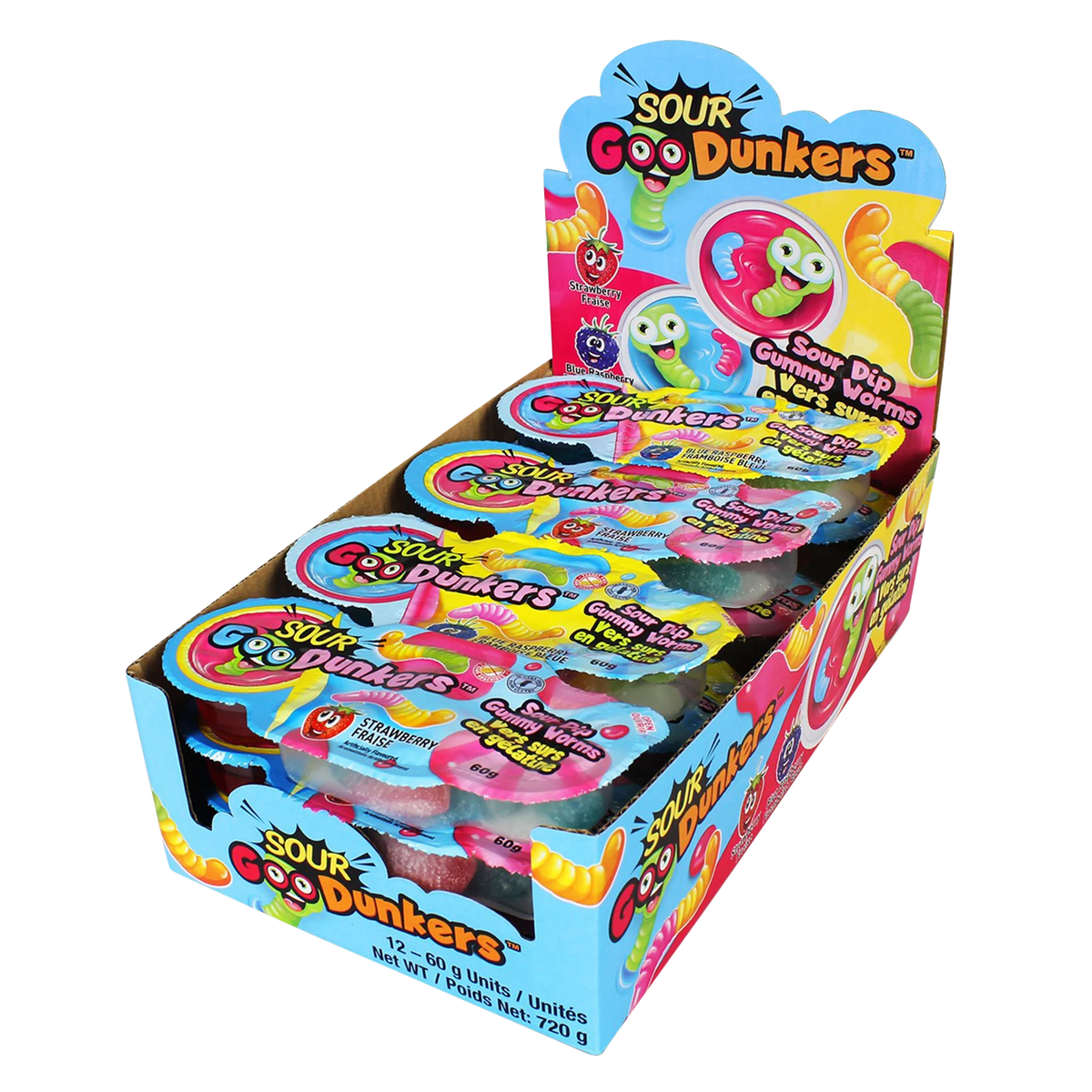 Goo Dunkers Sour Dip Gummy Worms, 12 × 60 mL