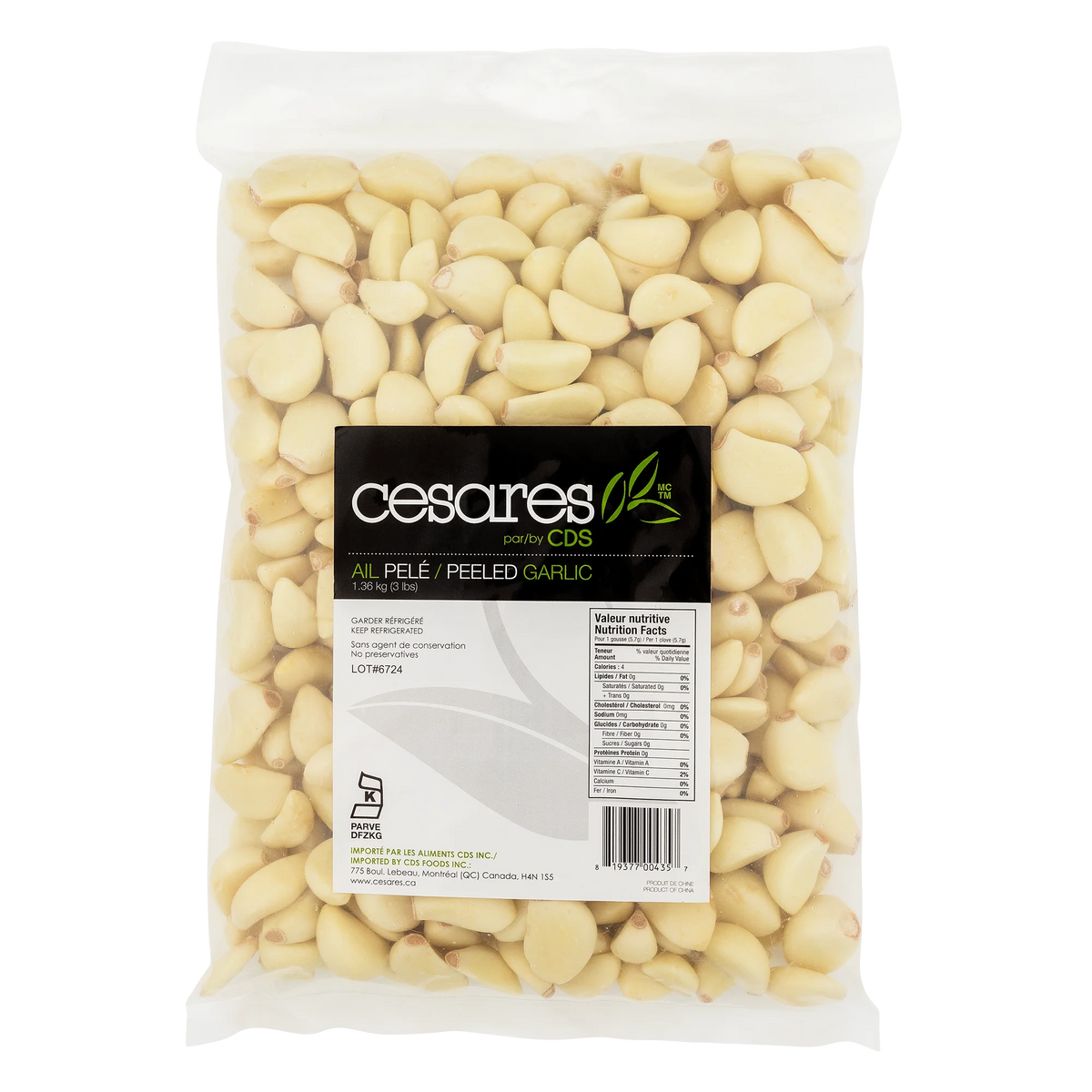 CDS Fresh Peeled Garlic, 1.36 kg