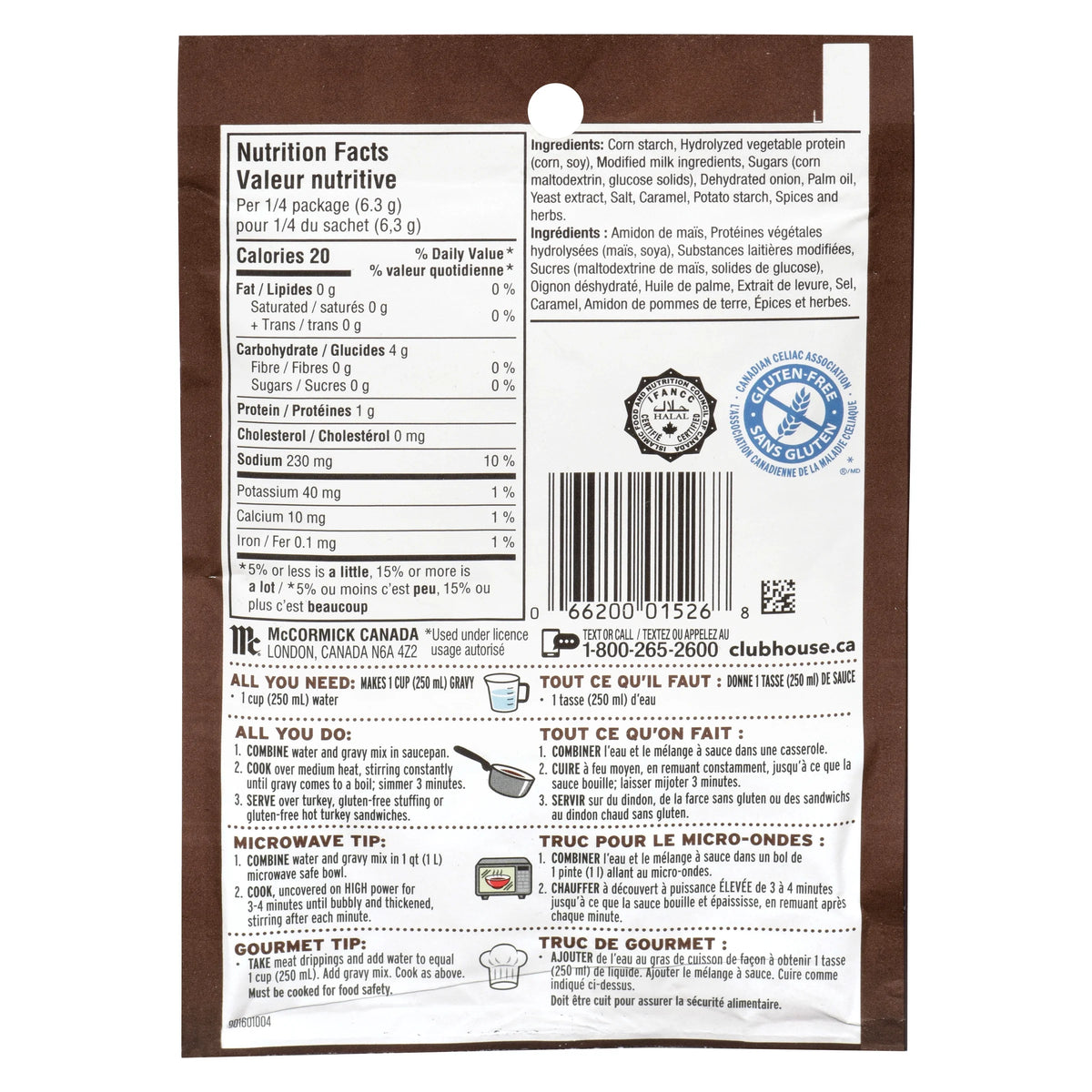 Club House Turkey Gluten-Free Gravy Mix, 25 g