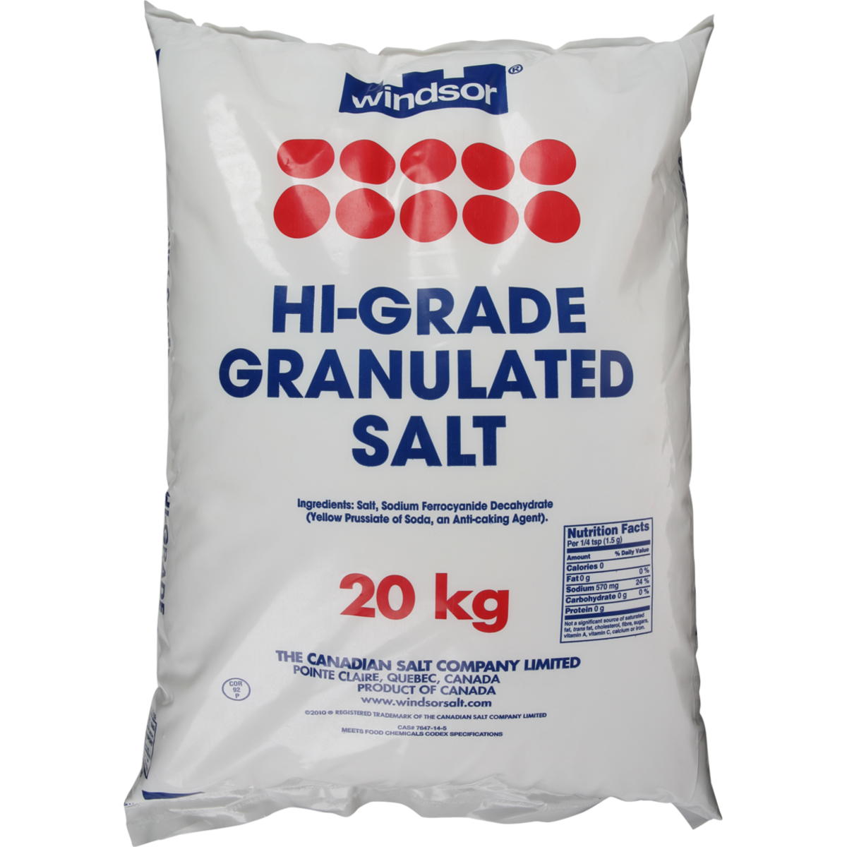 Windsor Hi-Grade Granulated Salt, 20 kg