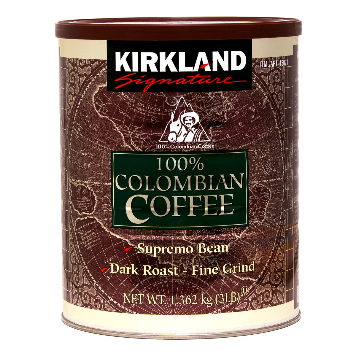 Kirkland Signature 100% Colombian Dark Roast Fine Grind Coffee, 1.36 kg