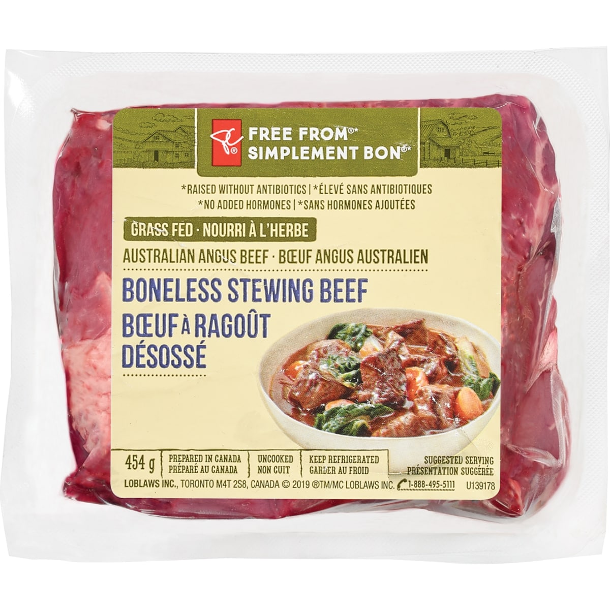President's Choice Free From Boneless Stewing Beef, 454 g