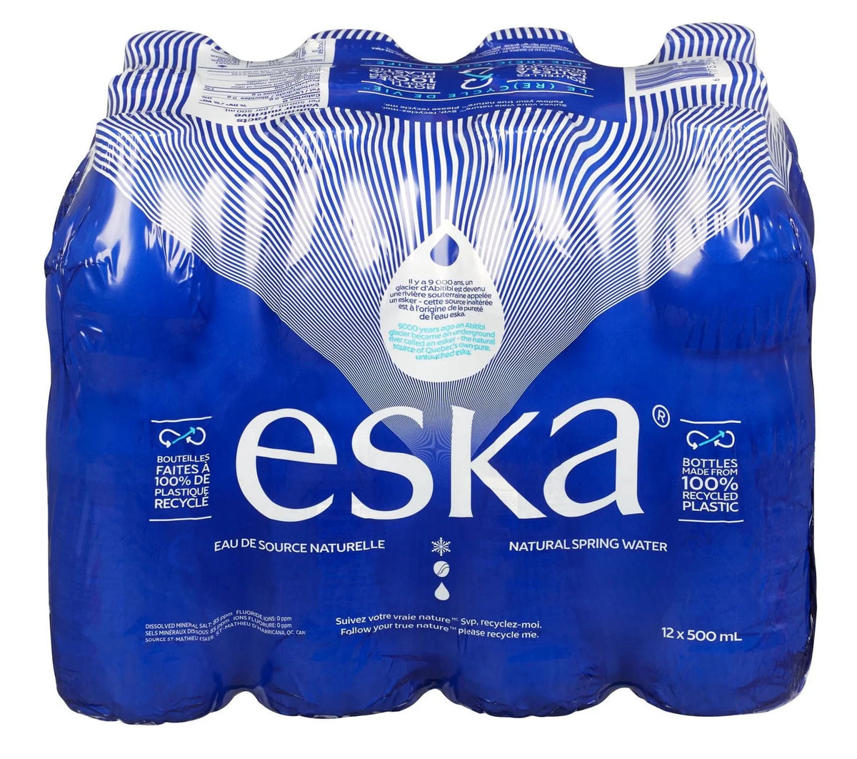Eska Natural Spring Water Bottles, 12 × 500 mL