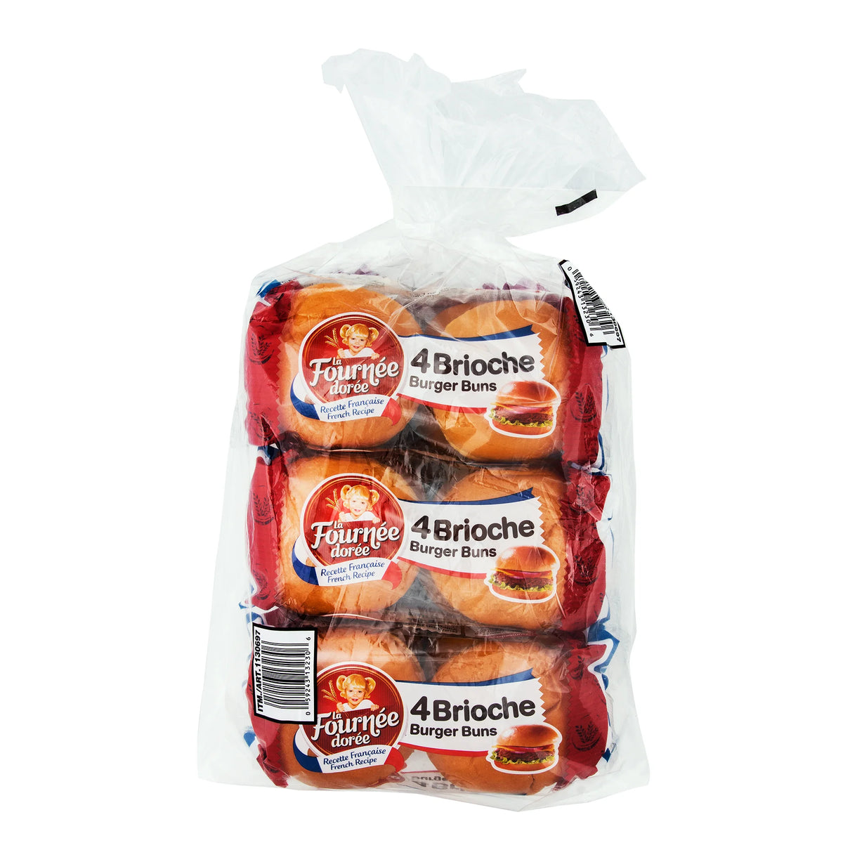 La Fournée Dorée Brioche Burger Buns, 3 × 200 g