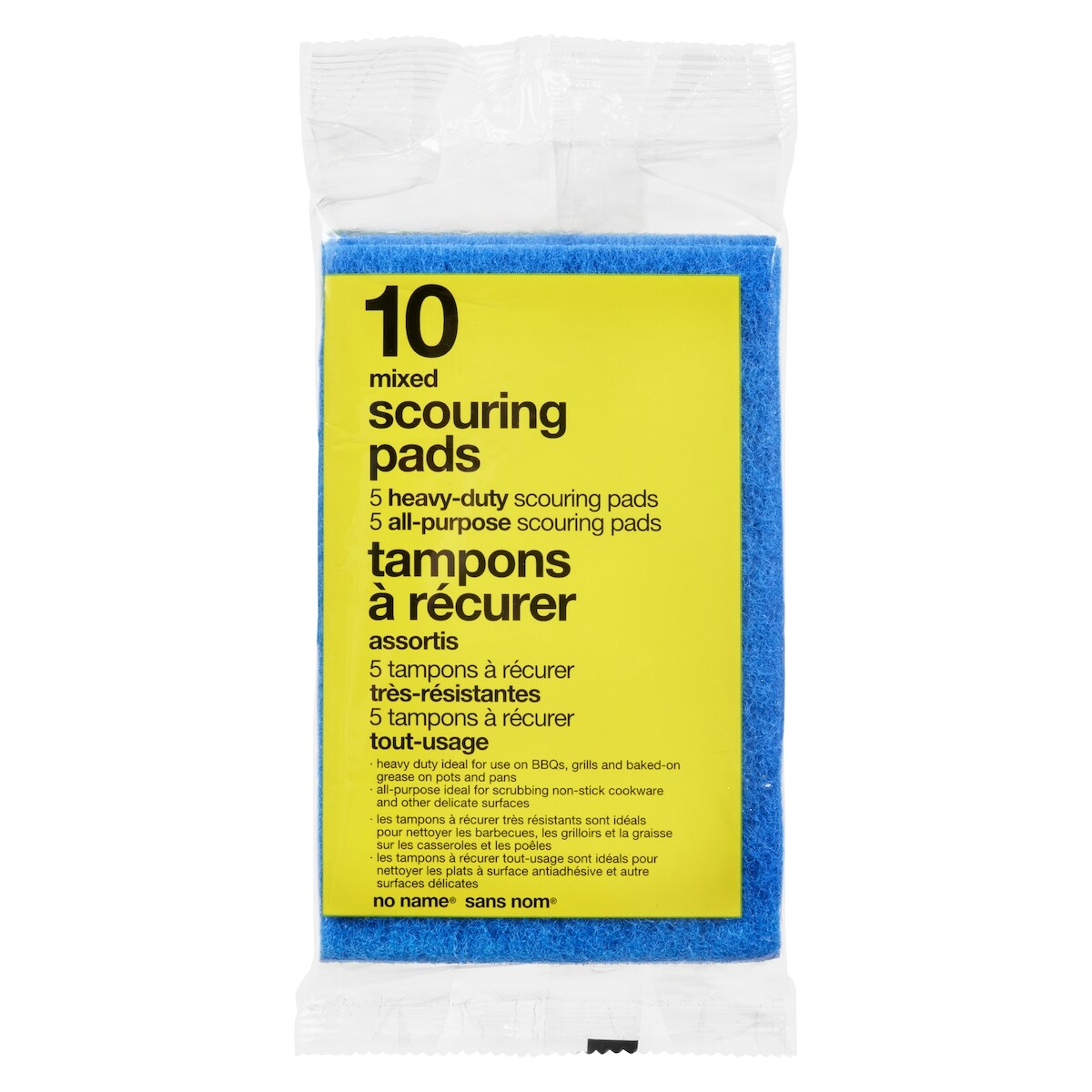 No Name Heavy-Duty & All-Purpose Mixed Scouring Pads, 10 Pack, 250 g