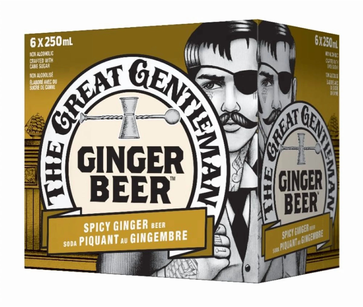 The Great Gentleman Spicy Ginger Beer Soda Bottles, 6 × 250 mL