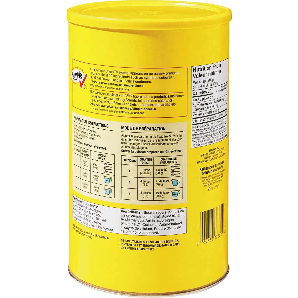 No Name Peach Drink Mix, 2.3 kg