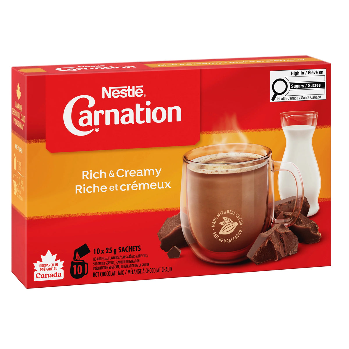 Carnation Rich & Creamy Hot Chocolate Envelopes, 10 × 25 g