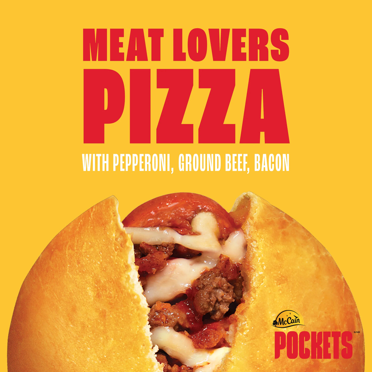 McCain Pizza Pockets Meat Lovers Pizza Pockets, 6 × 100 g