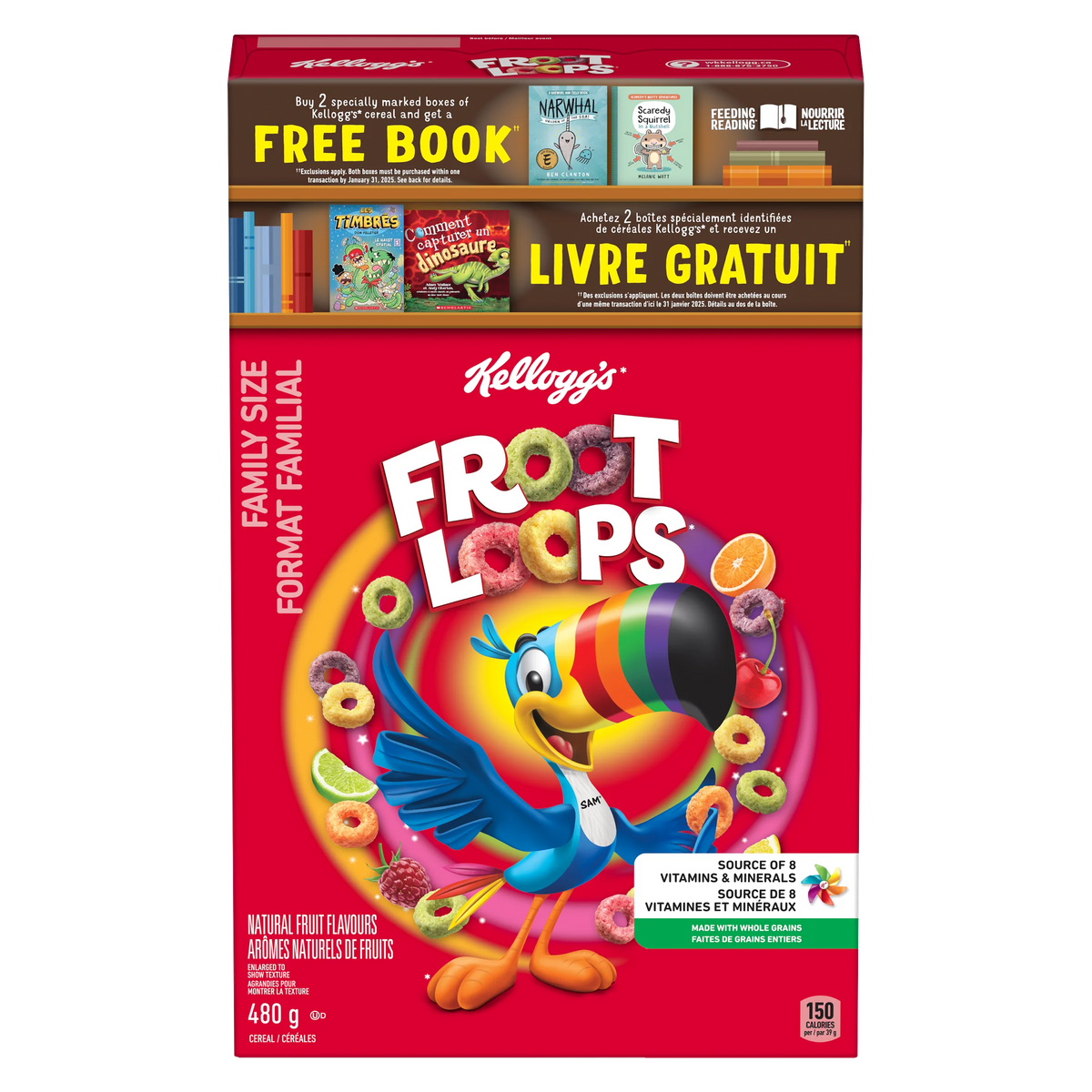Kellogg's Froot Loops Cereal, Family Size, 480 g